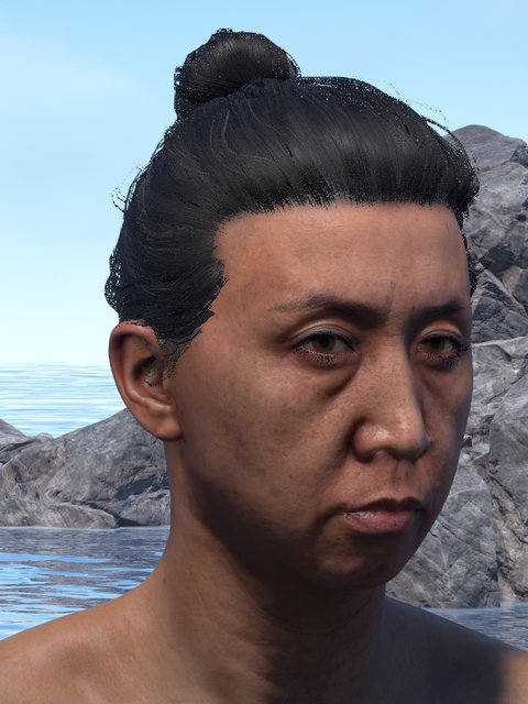 asian female, bun